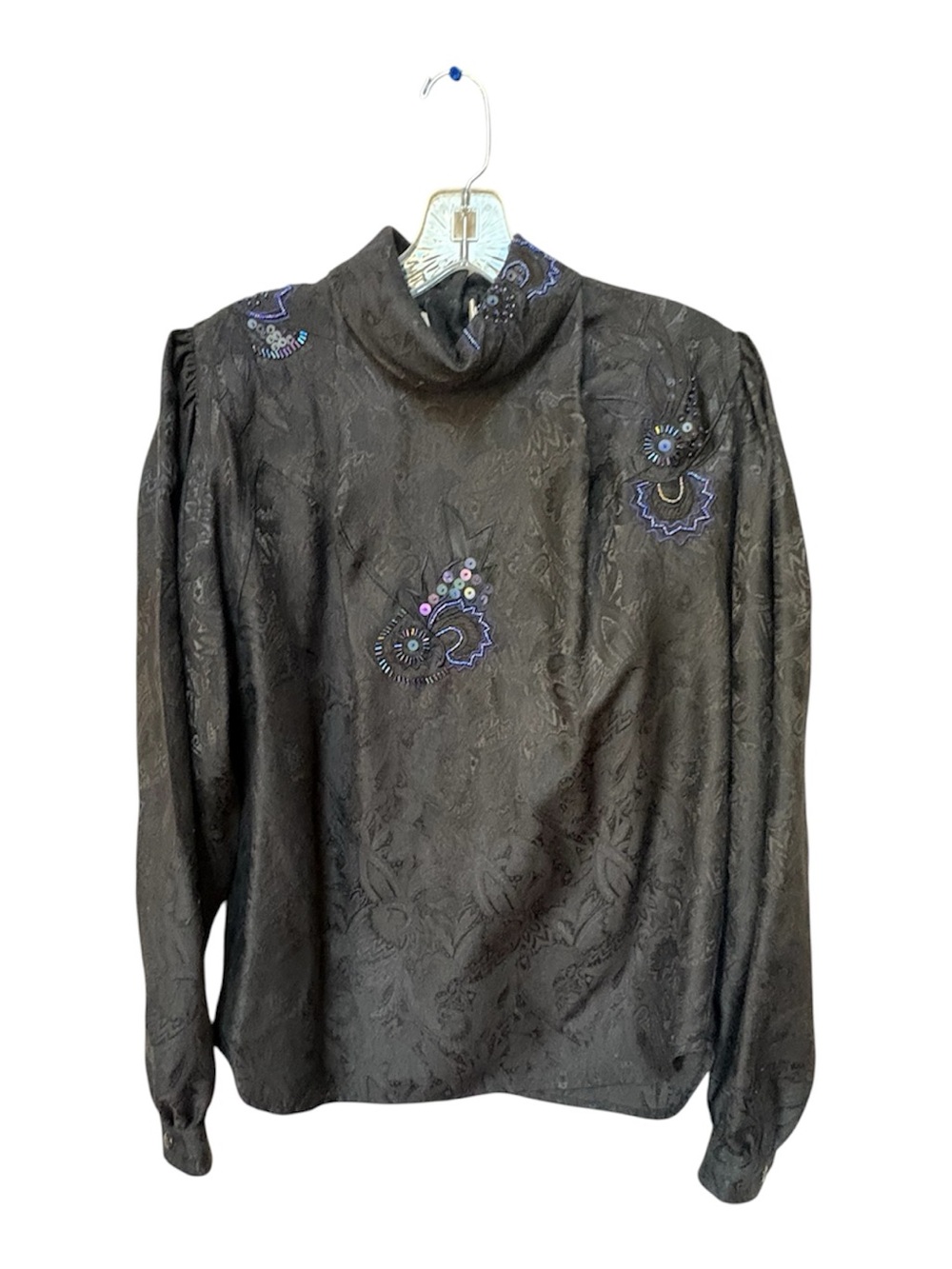 Vintage Marc D’Alcy Black Beaded Whimsigoth Victorian Blouse Size 8